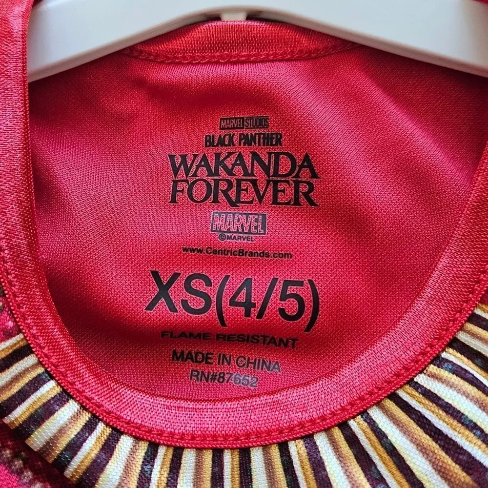 Marvel Black Panther Wakanda Forever Red Black and Gold Pajamas Kids XS
